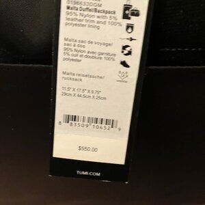 New TUMI Malta Duffel Backpack
